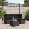 5 pcs conjunto sofás de jardim com almofadões vime PE preto 1