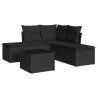 6 pcs conjunto sofás de jardim c/ almofadões vime PE preto 2