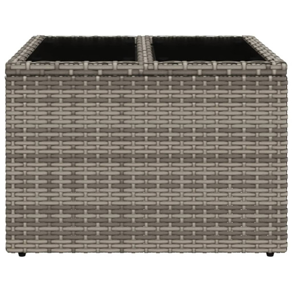 Mesa de jardim com tampo de vidro 55x55x37 cm vime PE cinzento M 4