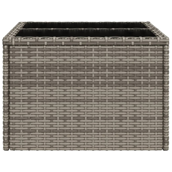 Mesa de jardín superficie de cristal ratán PE gris 55x55x37 cm M 5
