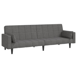 Sofá cama de 2 plazas con dos almohadas tela gris claro H
