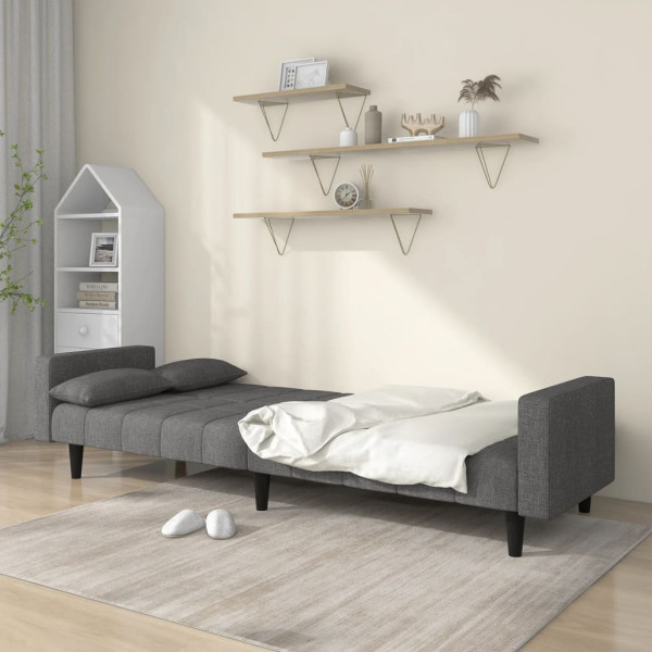 Sofá cama de 2 plazas con dos almohadas tela gris claro M 3