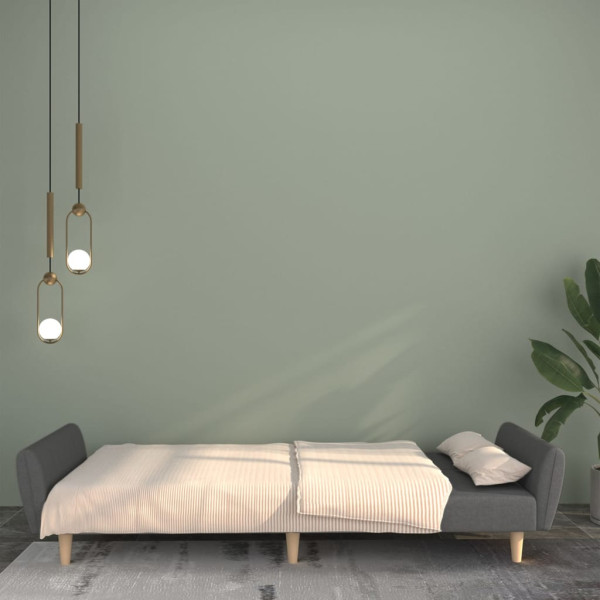 Sofá-cama de 2 lugares tecido cinzento-claro M 3