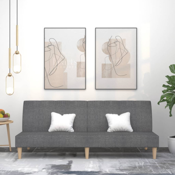 Sofá cama de 2 plazas tela gris claro D