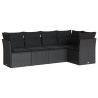 5 pcs conjunto sofás de jardim com almofadões vime PE preto 2