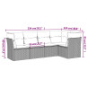 Set de muebles de jardín 5 pzas y cojines ratán sintético negro 3