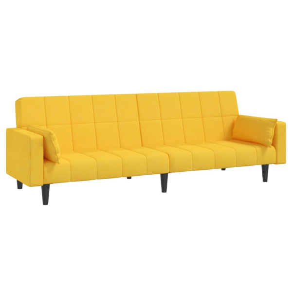 Sofá cama de 2 plazas con dos almohadas tela color amarillo M 2