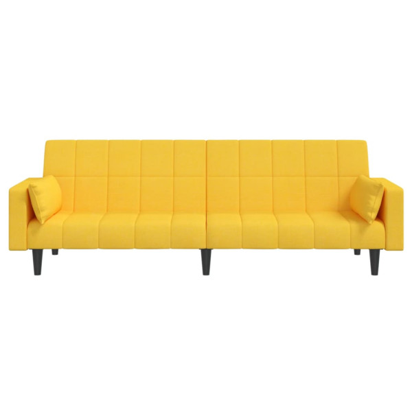 Sofá cama de 2 plazas con dos almohadas tela color amarillo M 5
