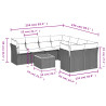 9 pcs conjunto sofás p/ jardim com almofadões vime PE cinzento 3