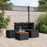 Set de muebles de jardín 5 pzas y cojines ratán sintético negro 1
