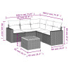 6 pcs conjunto sofás de jardim com almofadões vime cinzento 3