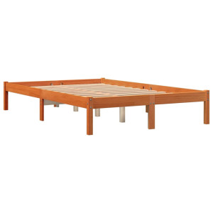 VidaXL Cama sem colchão 140x190 cm pinho maciço castanho-mel H