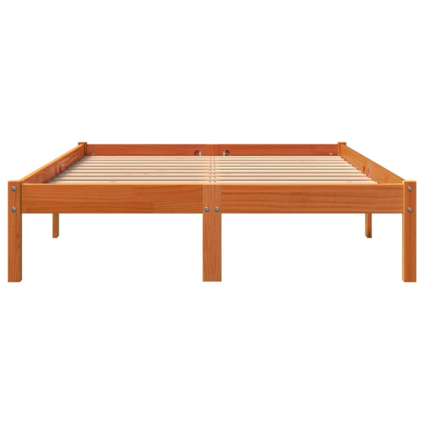 VidaXL Cama sem colchão 140x190 cm pinho maciço castanho-mel M 4