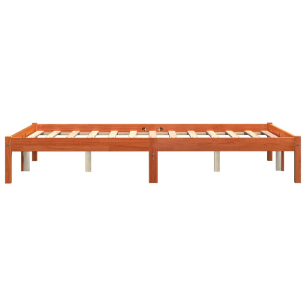 VidaXL Cama sem colchão 140x190 cm pinho maciço castanho-mel M 5