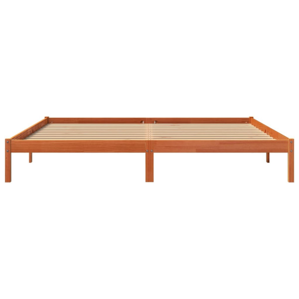 Estructura de cama madera maciza pino marrón cera 180x200 cm M 4