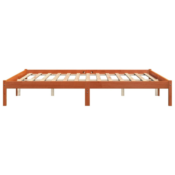 Estructura de cama madera maciza pino marrón cera 180x200 cm M 5