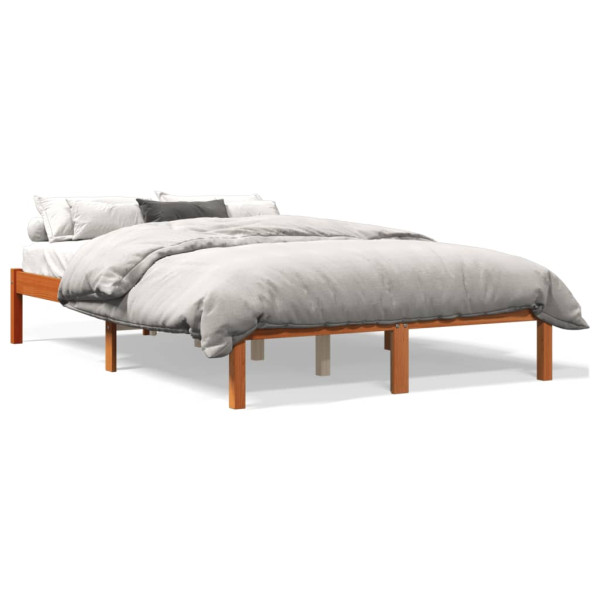 Estructura de cama madera maciza pino marrón cera 120x190 cm D