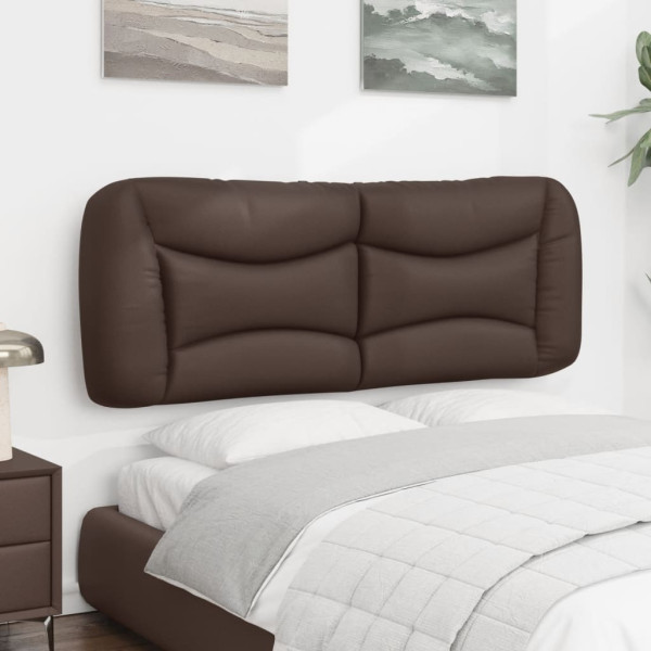 Cabecero de cama acolchado cuero sintético marrón 140 cm M 4