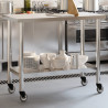 Mesa de trabajo de cocina con ruedas acero inox 110x55x85 cm 1