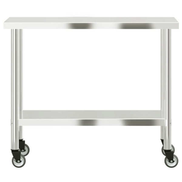 Mesa de trabajo de cocina con ruedas acero inox 110x55x85 cm M 5