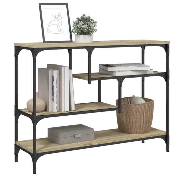 Mesa consola madera de ingeniería roble Sonoma 100x30x75 cm M 4