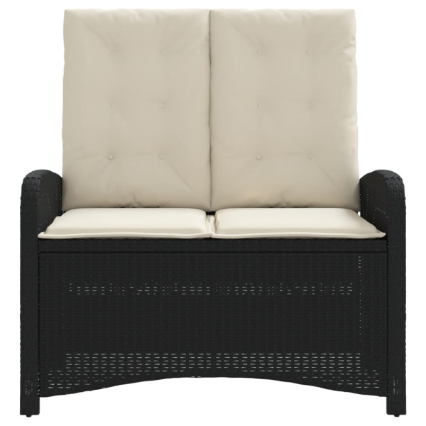 Sillón reclinable de jardín con cojines ratán sintético negro M 3