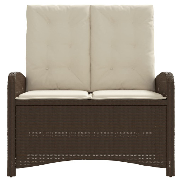 Sillón reclinable de jardín con cojines ratán sintético marrón M 3