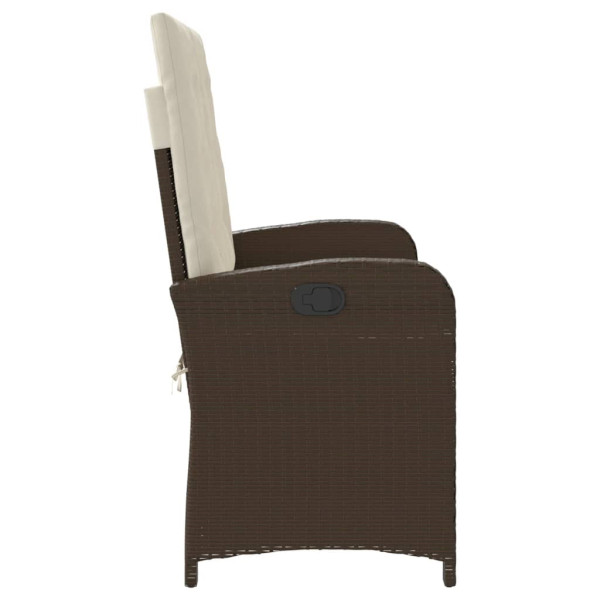 Sillón reclinable de jardín con cojines ratán sintético marrón M 4
