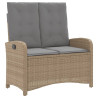 Sillón reclinable de jardín con cojines ratán sintético beige 2