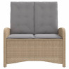 Sillón reclinable de jardín con cojines ratán sintético beige 3