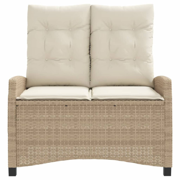 Sillón reclinable de jardín con cojines ratán sintético beige M 3