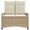 Sillón reclinable de jardín con cojines ratán sintético beige 3