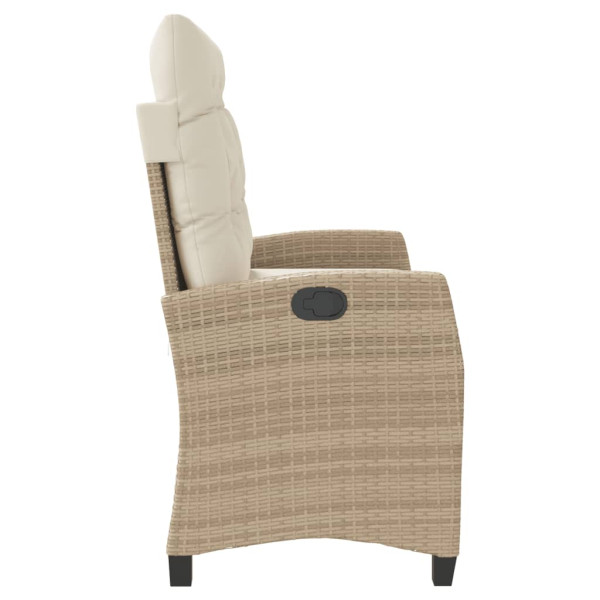 Sillón reclinable de jardín con cojines ratán sintético beige M 4