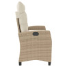 Sillón reclinable de jardín con cojines ratán sintético beige 4