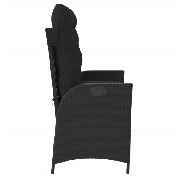 Sillón reclinable de jardín con cojines ratán sintético negro M 4