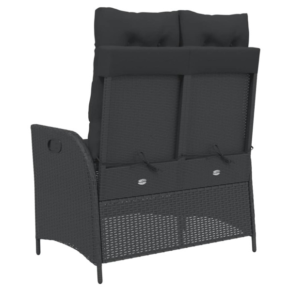 Sillón reclinable de jardín con cojines ratán sintético negro M 5