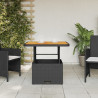 Mesa de jardín ratán sintético y acacia maciza negro 70x70x72cm 3