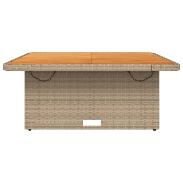 Mesa de jardín madera de acacia y ratán PE beige 110x110x71 cm M 5