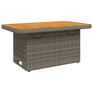 Mesa de jardín ratán sintético y madera acacia gris 90x55x71 cm H