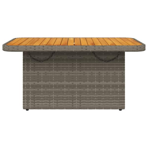 Mesa de jardín ratán sintético y madera acacia gris 90x55x71 cm M 5