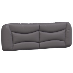 Cabecero de cama acolchado cuero sintético gris 160 cm H