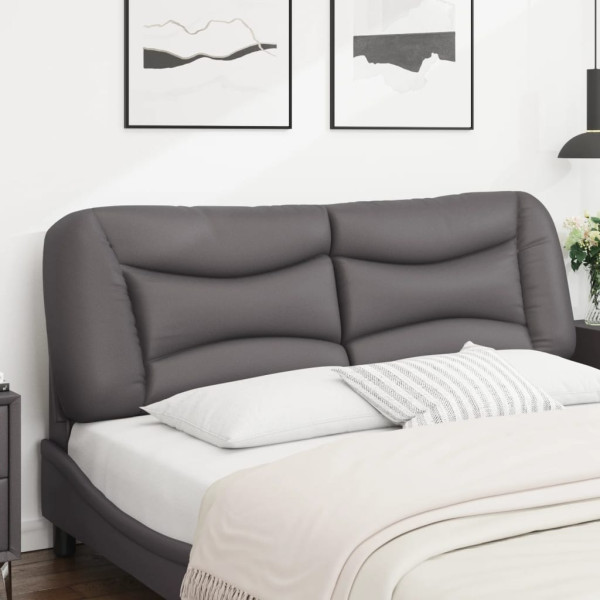 Cabecero de cama acolchado cuero sintético gris 160 cm M 3