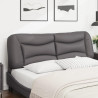 Cabecero de cama acolchado cuero sintético gris 160 cm 3