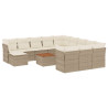 Set sofás de jardín con cojines 13 pzas ratán sintético beige 2