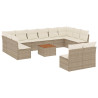 Set sofás de jardín con cojines 13 pzas ratán sintético beige 2