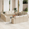 Set sofás de jardín con cojines 13 pzas ratán sintético beige 1
