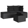 Set de muebles de jardín 5 pzas y cojines ratán sintético negro 2