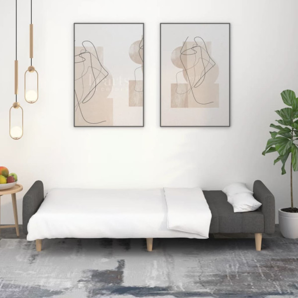 Sofá-cama de 2 lugares tecido cinzento-escuro M 3