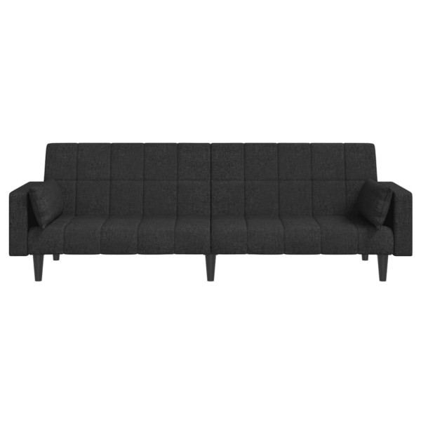 Sofá cama de 2 plazas con dos almohadas tela negro M 5