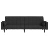 Sofá-cama 2 lugares com duas almofadas tecido preto 5
